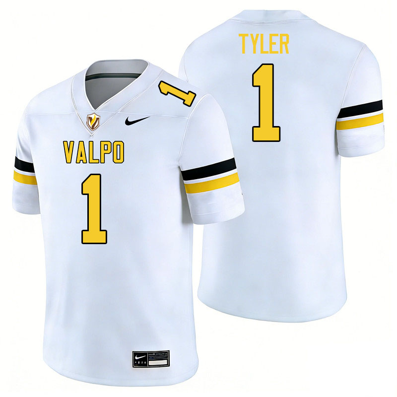 Valparaiso Beacons #1 Caron Tyler College Football Jerseys,Uniforms-White